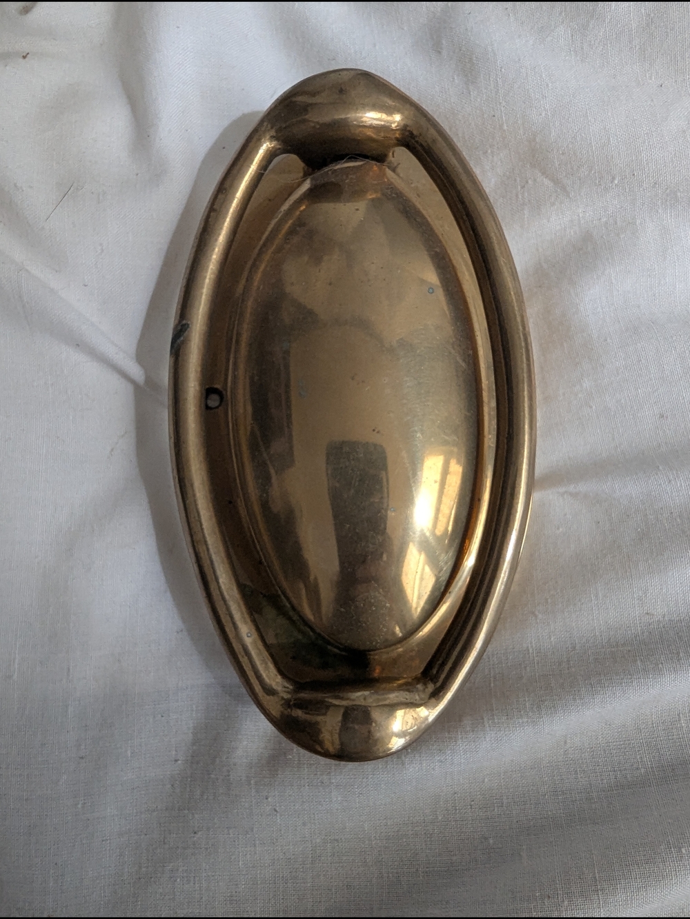 Vintage Oval Brass Heavy Door Knocker - Gold Tone
